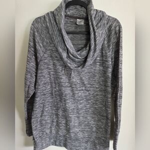 Womens Plus Size Heathered Gray Cowl Neck Thermal Size 1X